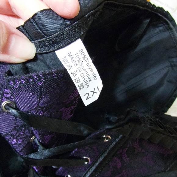 Deep Purple Zip Up Front Corset 2XL - Picture 3 of 4